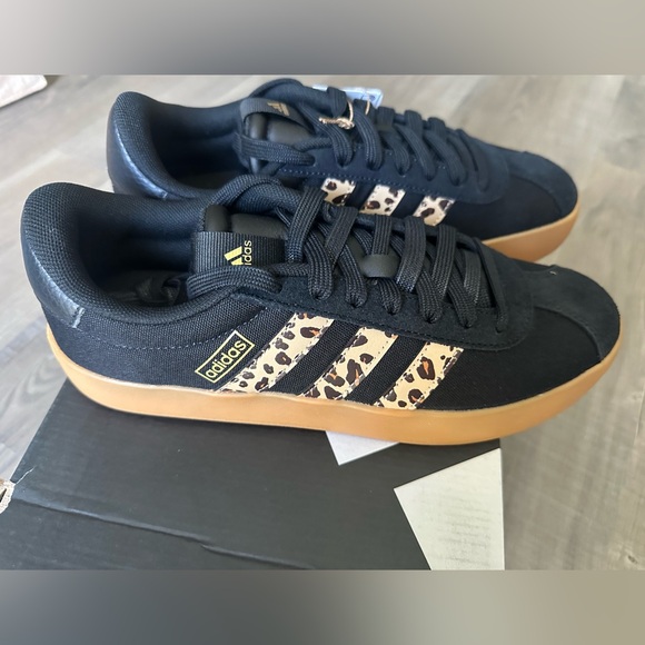 adidas Shoes - Adidas Black and Leopard Print Shoes with Tan Soles NWT